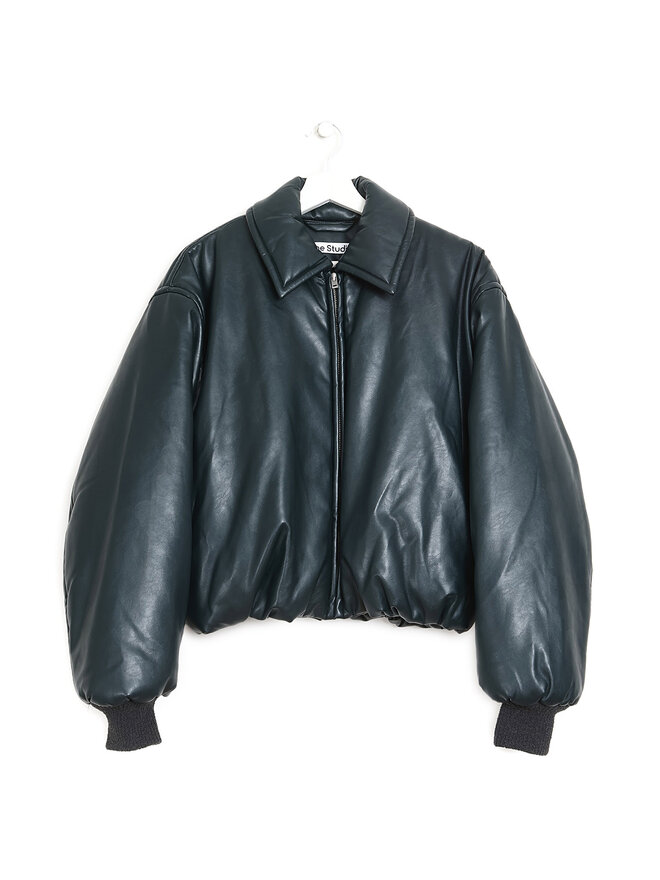 Acne Studios Veste en Cuir Synthétique Vert Foncé