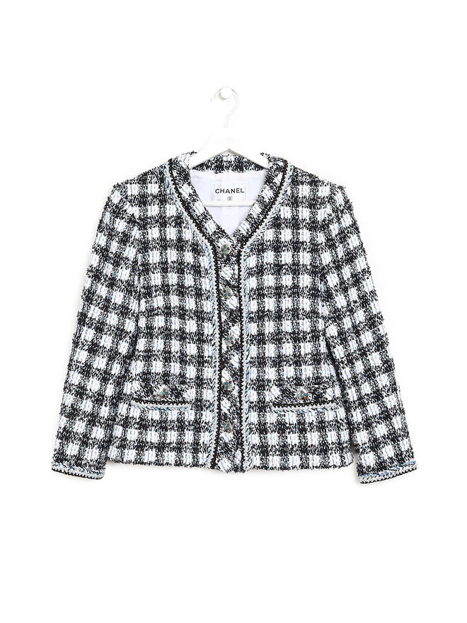 CHANEL Chanel Tweed Plaid Blazer
