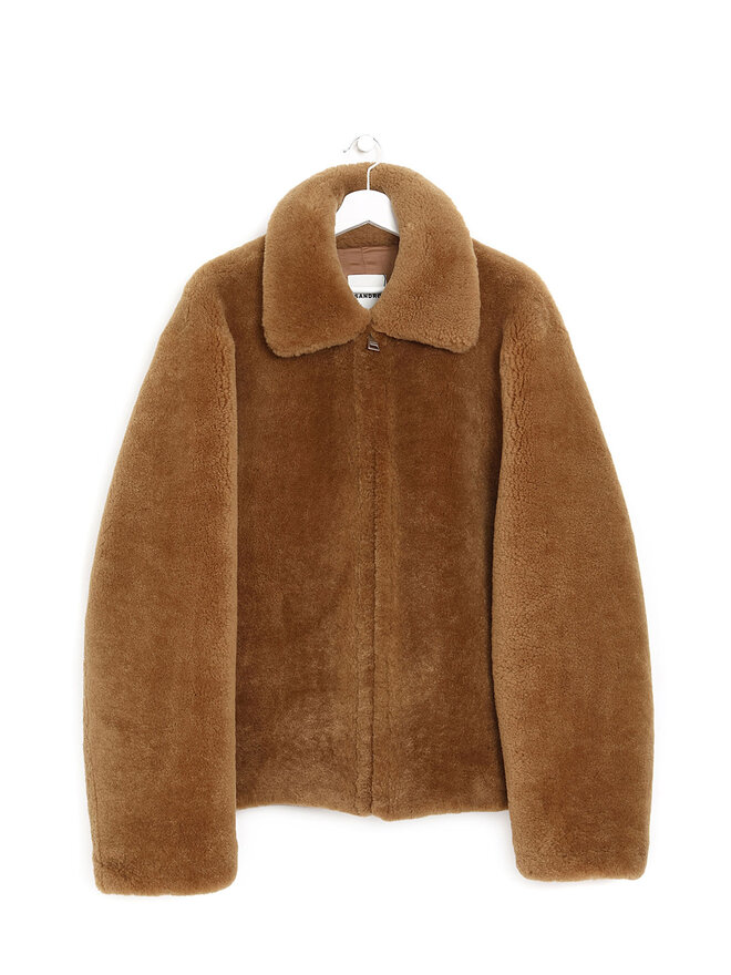 Sandro Veste en peau lainée marron