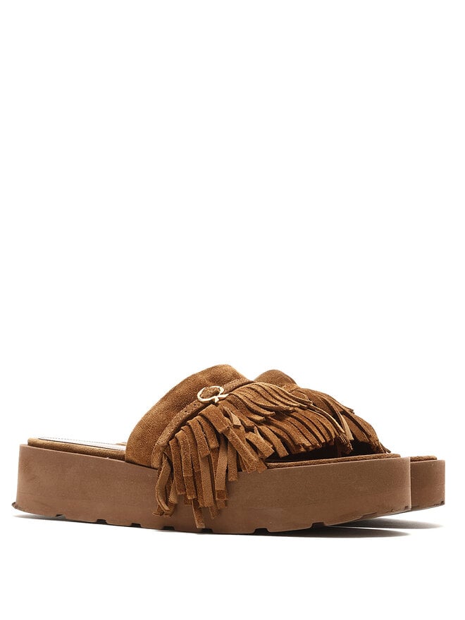 Gianvito Rossi Fringe Suede Platform Sandals
