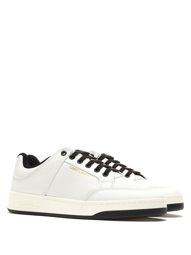 adidas gazelle silver green womens Saint Laurent Men's SL/61 Grained Leather White / Vintage Red Low Top  Sneakers