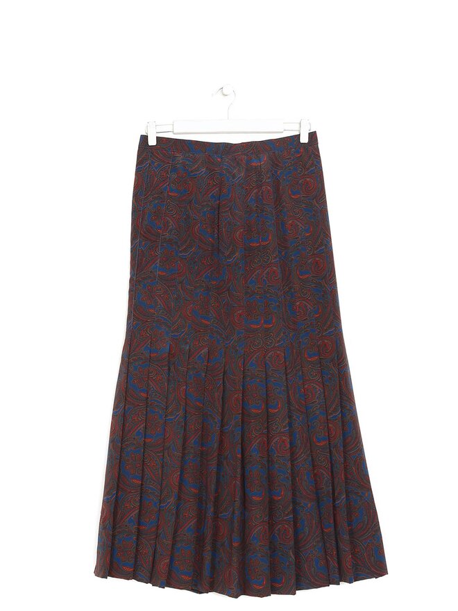 CHANEL Abstract Silk Pleated Skirt