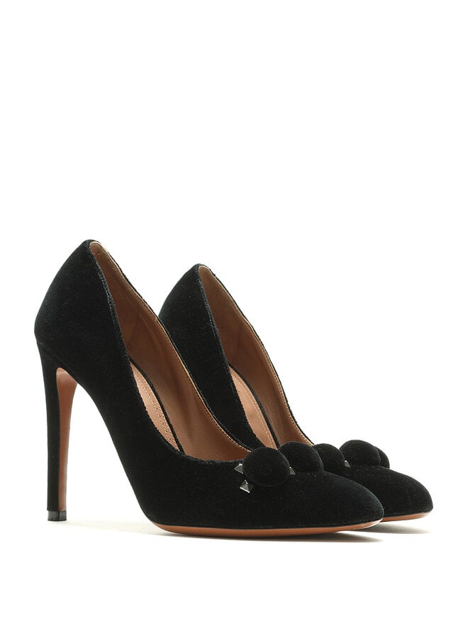 ALAÏA Escarpins en Velours à Pompons et Clous