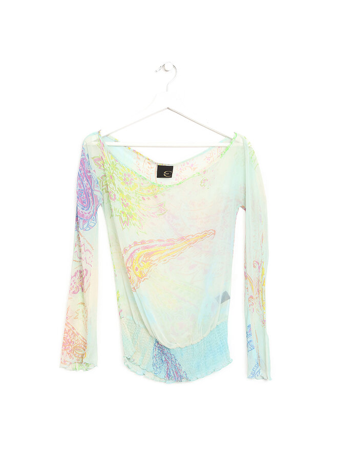 JUST CAVALLI Blouse transparente à imprimé cachemire multicolore