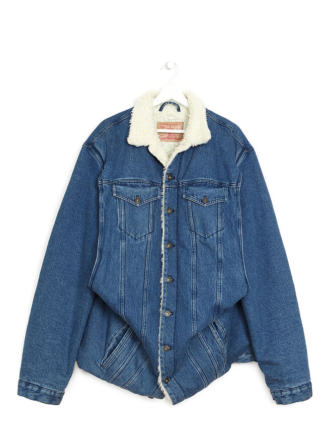 Y/PROJECT Blue Denim Faux Fur Lined Jacket