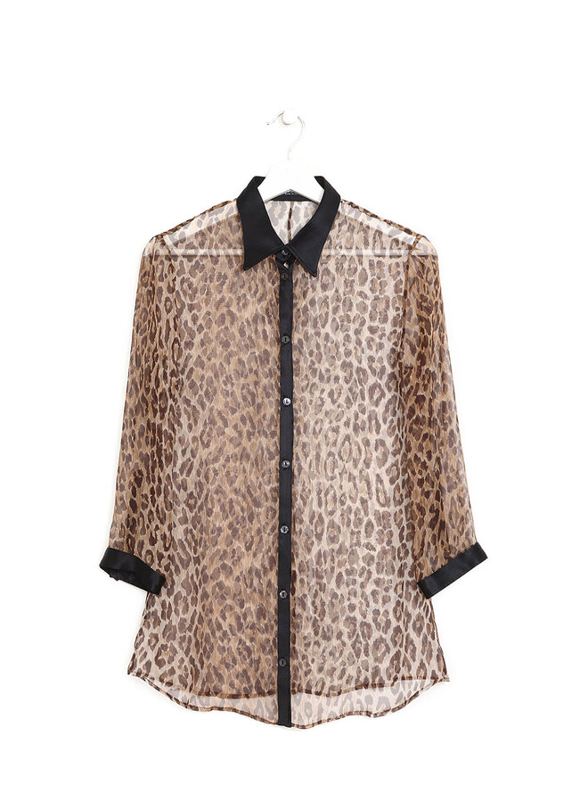 Dolce & Gabbana Leopard Print Semi-Sheer Blouse