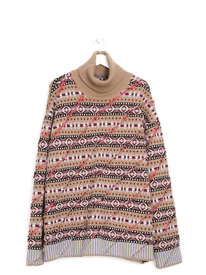 Y/PROJECT Pull à col roulé en laine à motif abstrait