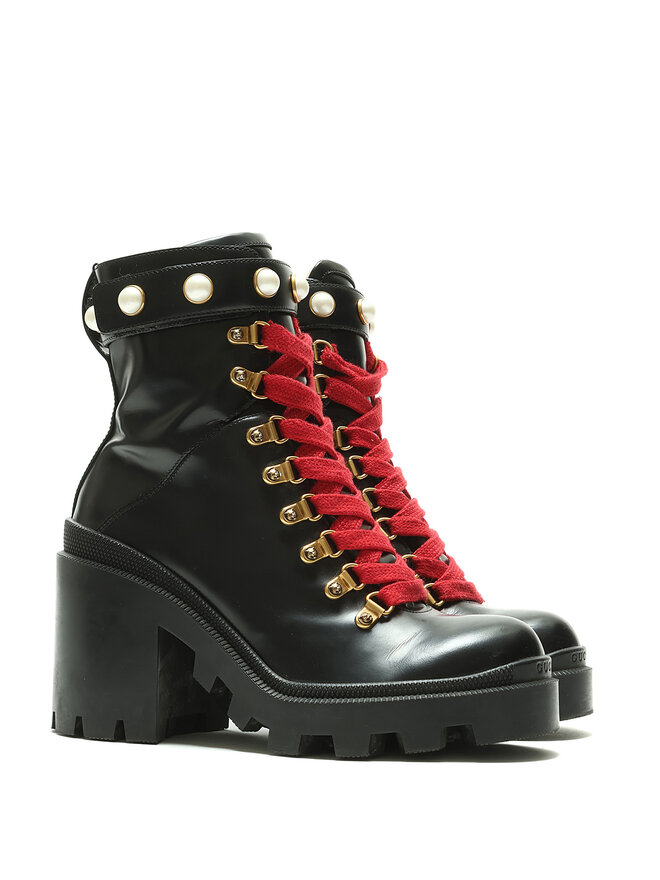 GUCCI Grained Leather Platform Boots