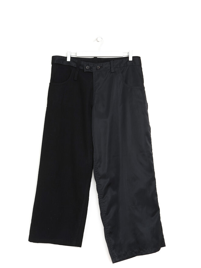 Y's Black Wool Pants with Back Button Pockets