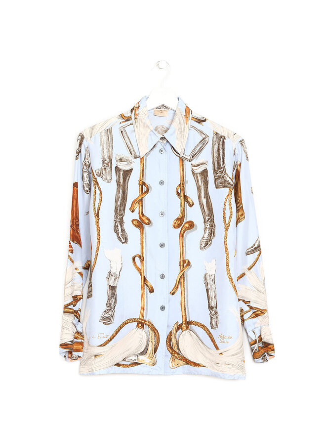 HERMÈS Graphic Print Silk Shirt