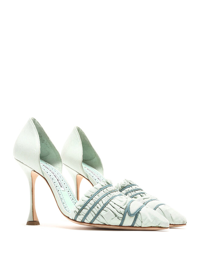 MANOLO BLAHNIK Talons Aiguilles en Tissu Froncés
