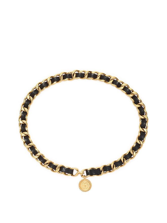 CHANEL Ceinture Chaîne Vintage en Cuir Chanel