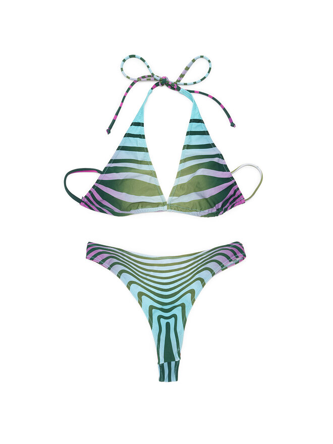 Jean Paul Gaultier Multicolored Striped Bikini Set