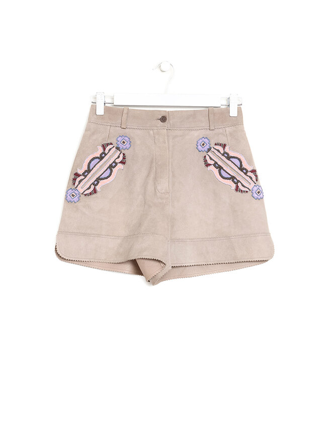ETRO Embroidered Suede Shorts