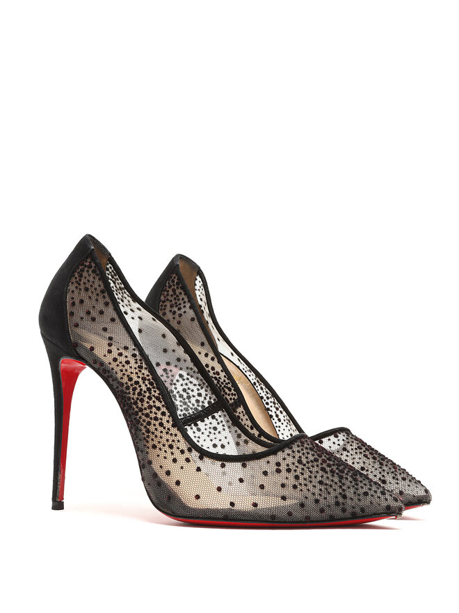 Christian Louboutin Follies Lace 100 Polka Dot Mesh Pumps