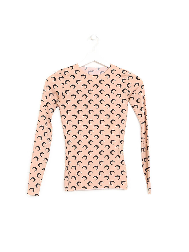 MARINE SERRE WHITE LINE Crescent Moon Long Sleeve Top