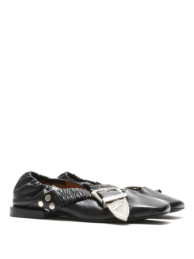 TOGA PULLA Buckle Detail Leather Ballet Flats