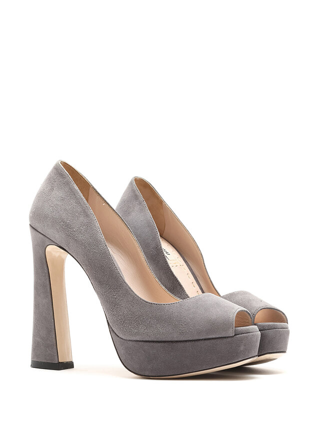 MIU MIU Grey Suede Platform Sandals
