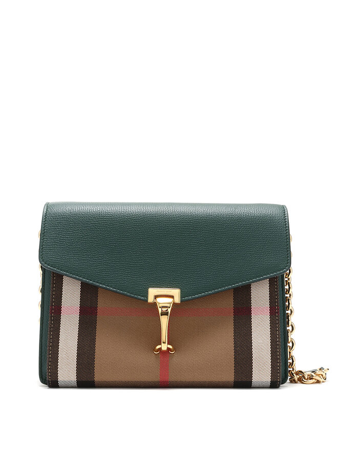 BURBERRY Macken Check Leather Crossbody Bag