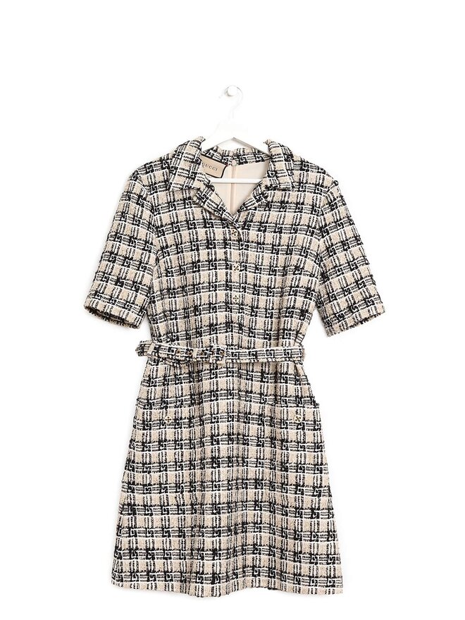 GUCCI Plaid Tweed Midi Dress