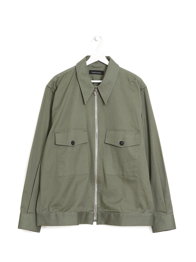 École de Pensée Green Zip-Up Shirt