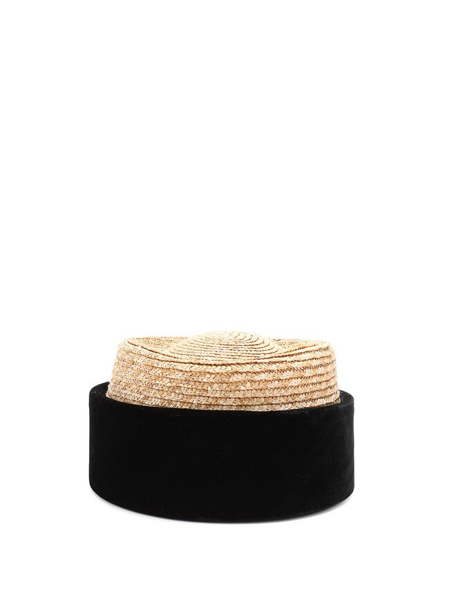 LEMONADE Chapeau Pillbox en Paille et Velours