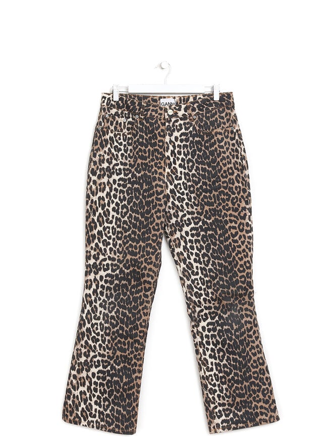 GANNI Leopard Print Straight Leg Jeans
