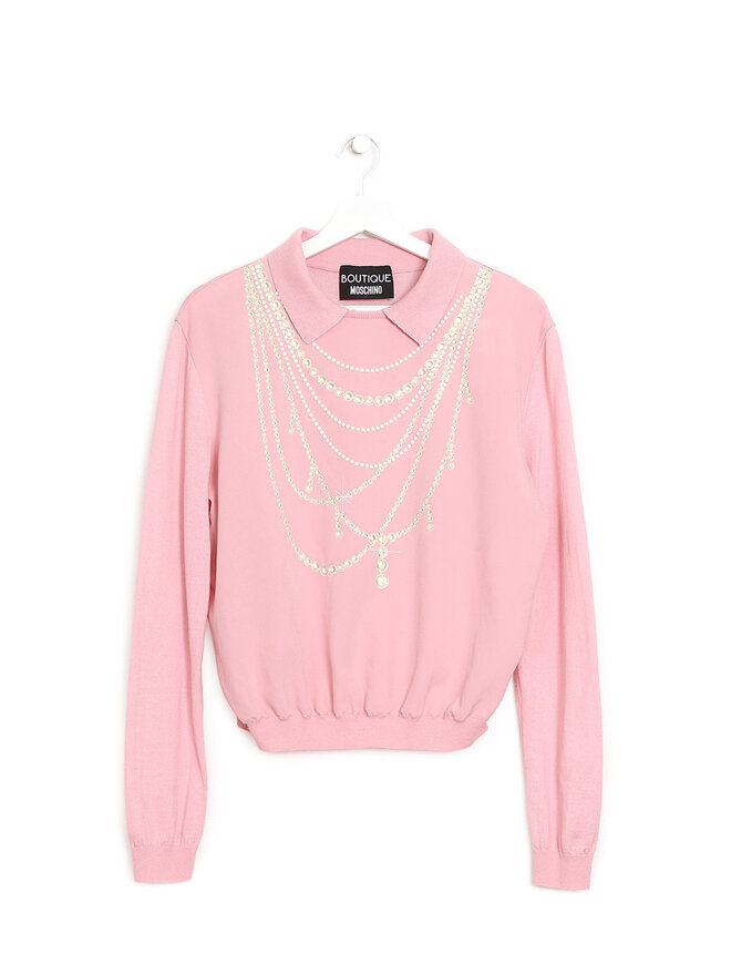 BOUTIQUE MOSCHINO Pull motif trompe-l'œil colliers de perles