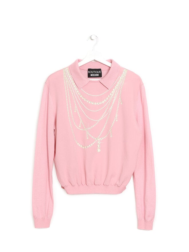 BOUTIQUE MOSCHINO Trompe-l'œil Pearl Sweater