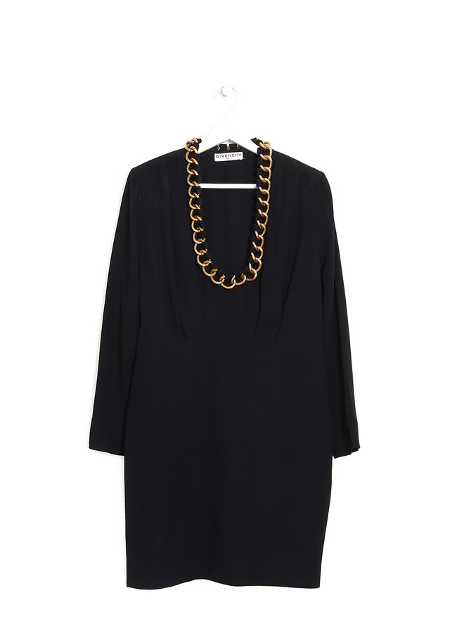 GIVENCHY Chain Link Collar Midi Dress