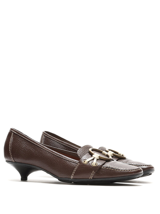 MIU MIU Mocassins à Talons Bas avec Boucle en Laiton