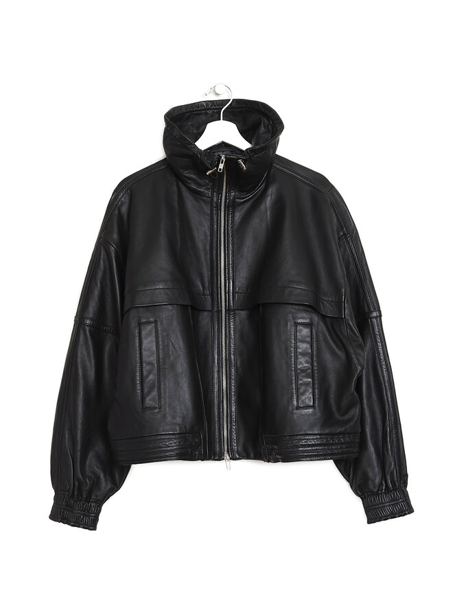 RAT & BOA Grained Leather Stand Collar Jacket