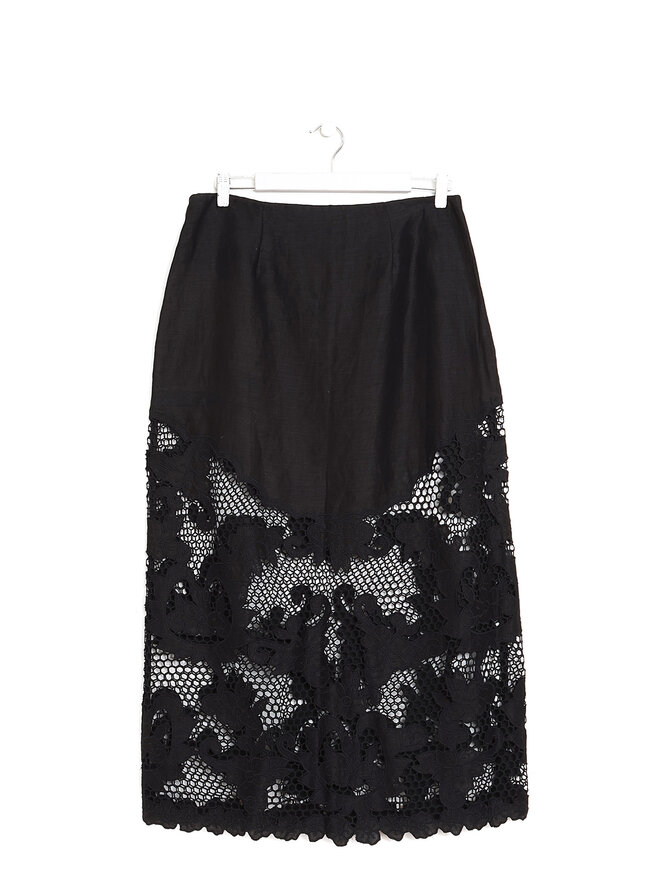 ZIMMERMANN Black Lace Midi Skirt