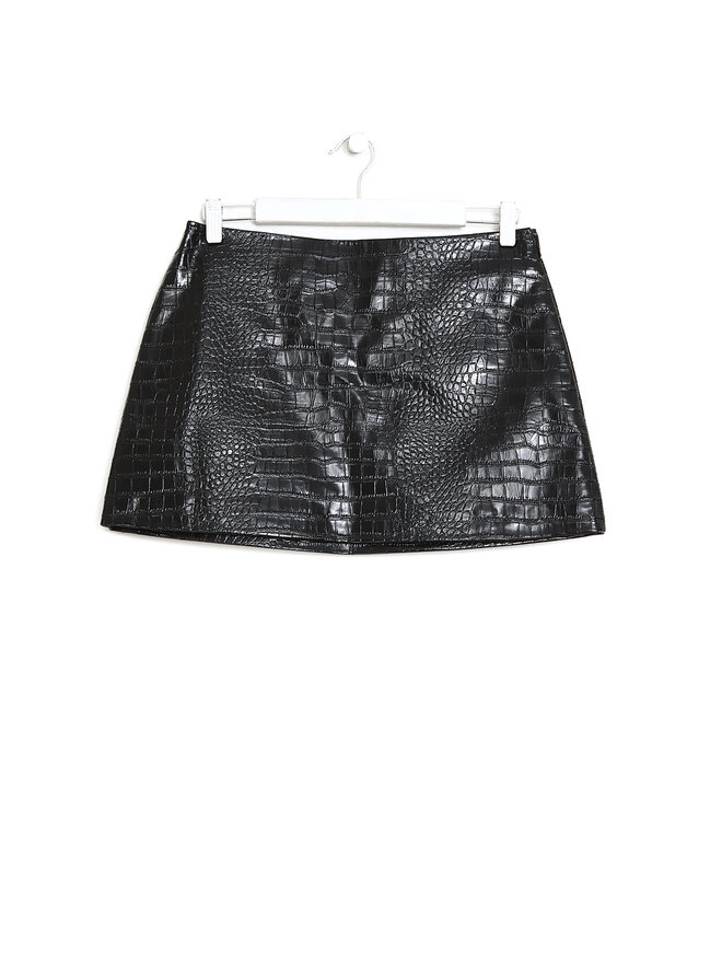 The Frankie Shop Crocodile Pattern Faux Leather Skirt