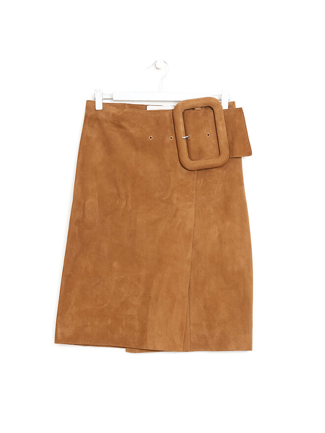 ami Brown Suede Mid-Length Skirt