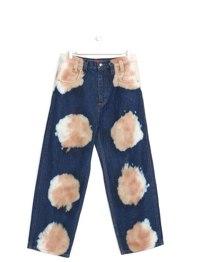 ECKHAUS LATTA Jeans en Denim à Jambe Large et Imprimé Abstrait