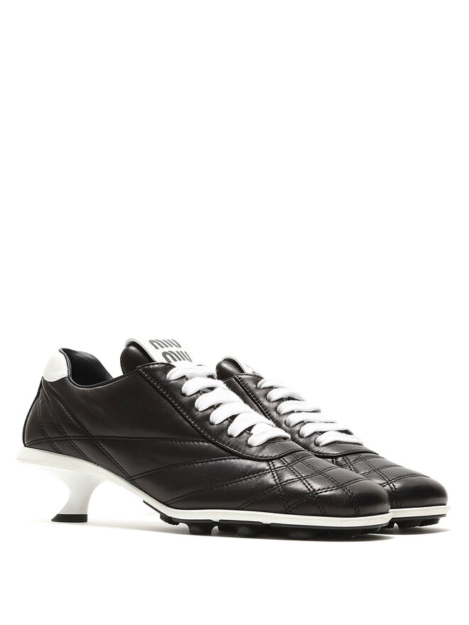 MIU MIU Quilted Leather Low Top Sneakers