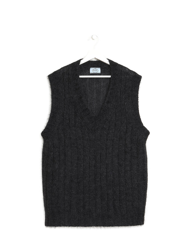 PRADA Mohair V-Neck Knit Vest