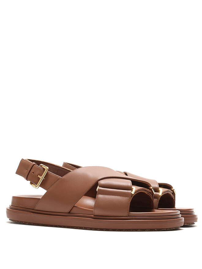 MARNI Brown Leather Fussbett Sandals