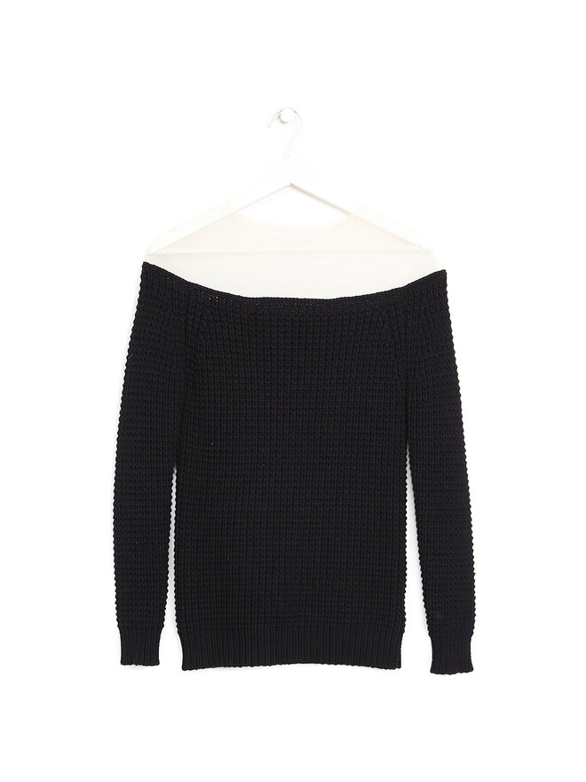 LOEWE Ribbed Knit Sweater with Tulle Panel
