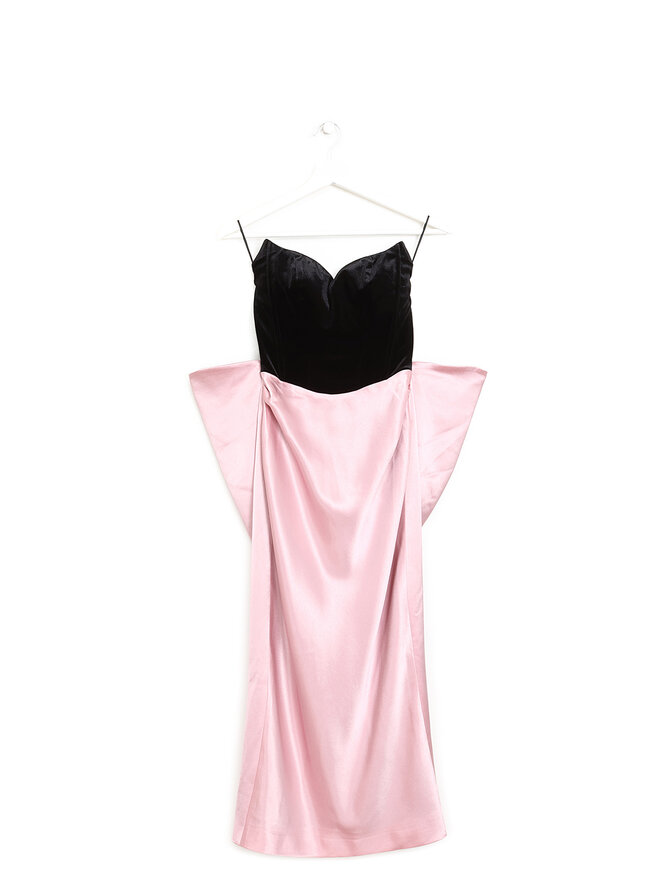 Nana Jacqueline Midi Dress in Black and Pink