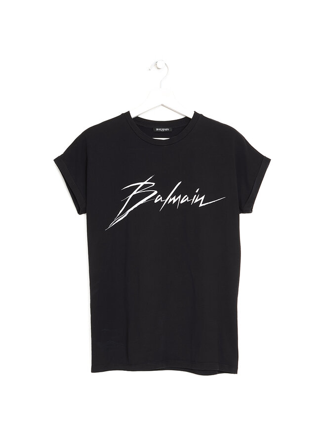 BALMAIN T-shirt en Coton à Logo Graphique