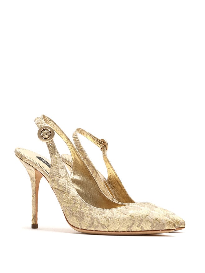 Dolce & Gabbana Floral Metallic Leather Pumps