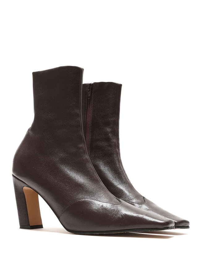 KHAITE Nevada Leather Ankle Boots