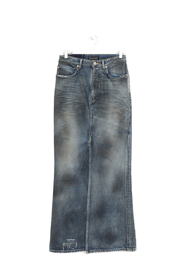 BALENCIAGA Straight Fit Faded Jean Skirt