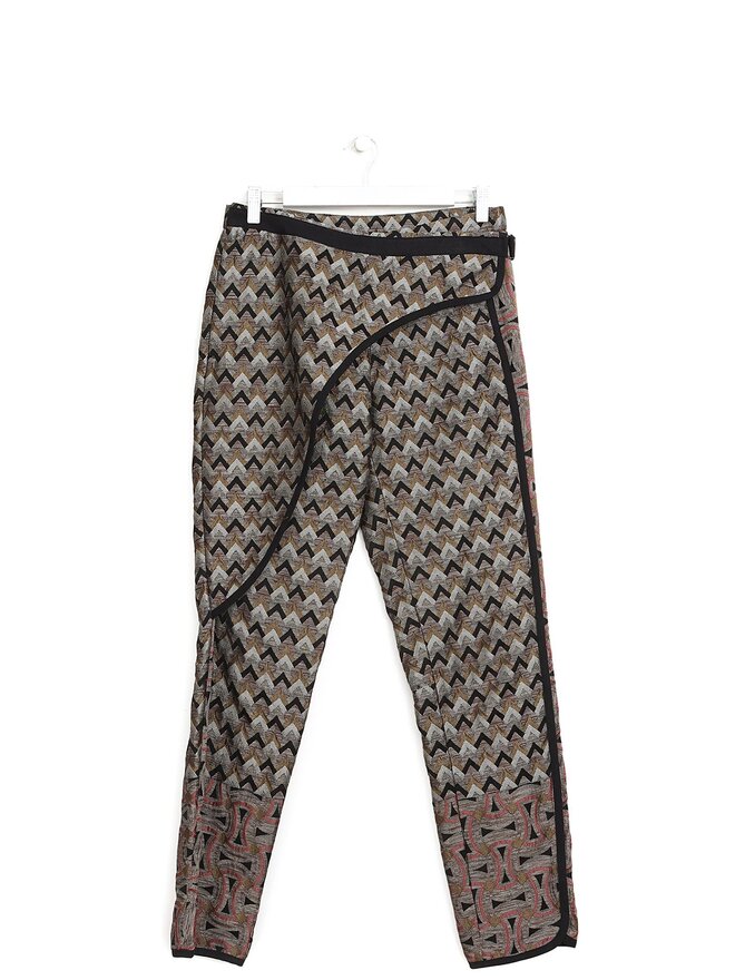 DRIES VAN NOTEN Pantalon à Taille Ajustable et Imprimé Abstrait
