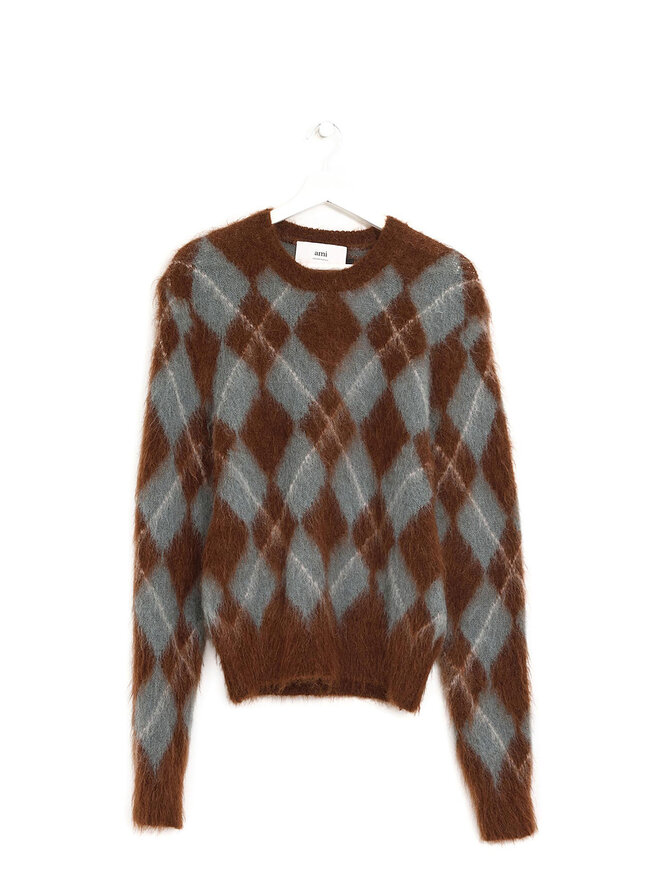 AMI PARIS Pull en Mohair à Motif Argyle