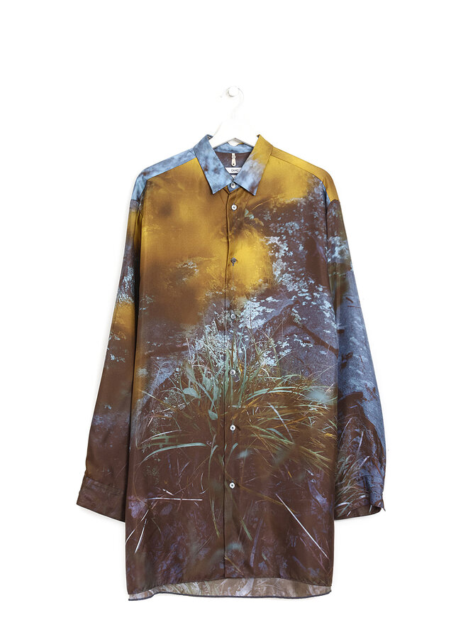 OAMC Long Photographic Print Silk Shirt