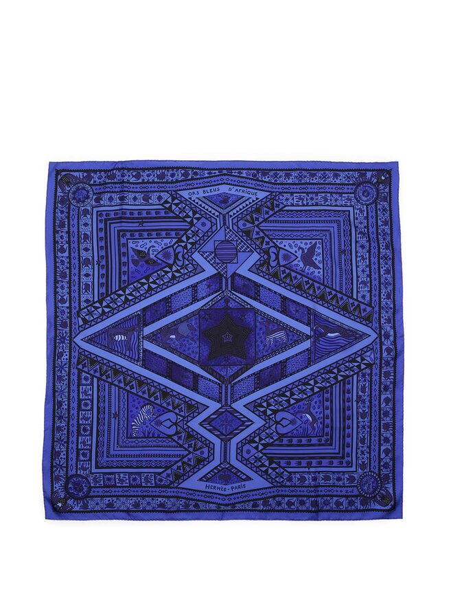 HERMÈS Foulard en Soie Ors Bleus d'Afrique