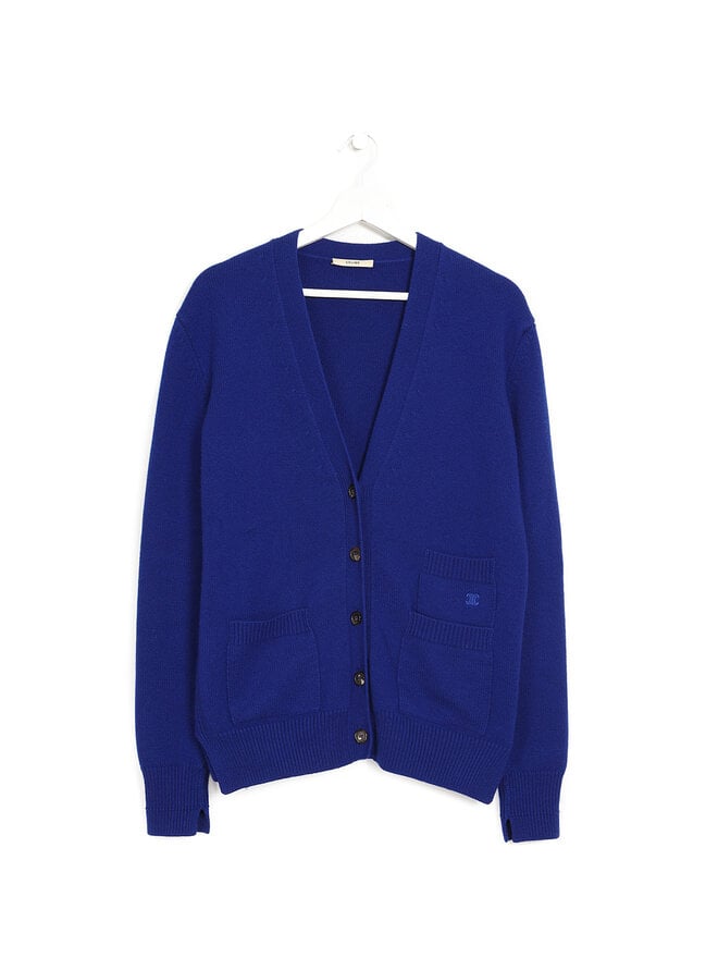 CELINE Gilet en cachemire bleu